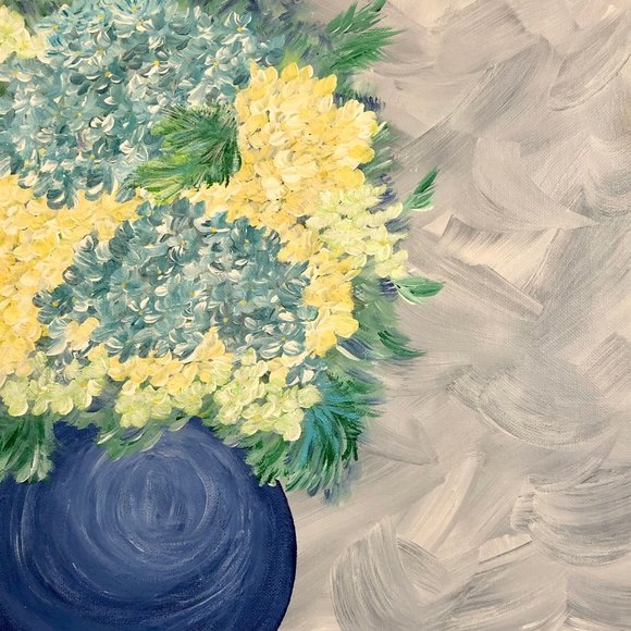 Because Hydrangeas Are Heavenly, 12 x 12 Acrylic Painting, Signed Art, Abstract